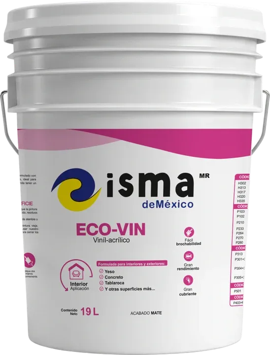 Pintura vinílica ECO VIN de ISMA de México — cubeta de 19 litros