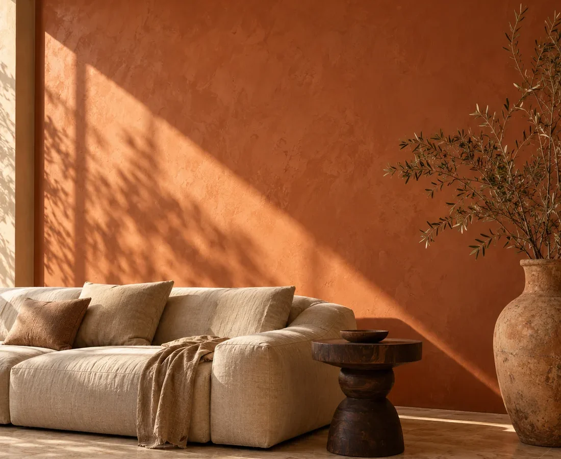 Interior en tonos terracota