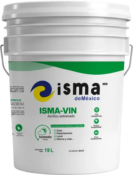 Pintura vinílica ISMA-VIN de ISMA de México — cubeta de 19 litros