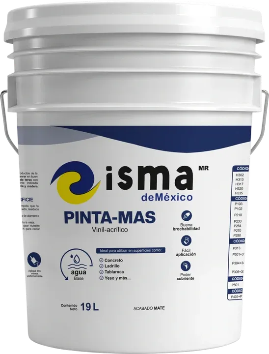 Pintura vinílica PINTA MAS de ISMA de México — cubeta de 19 litros