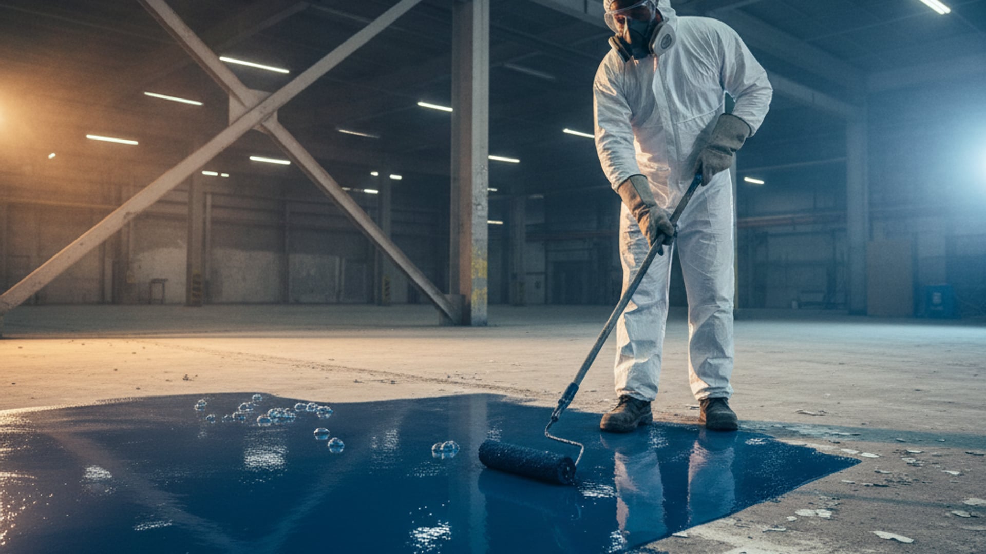 Errores comunes recubrimiento epóxico al aplicar pintura en piso de concreto de una nave industrial en México