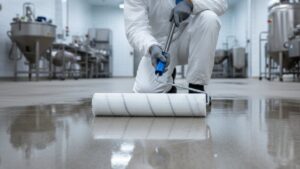 recubrimiento epóxico industria alimentaria — Aplicación de recubrimiento epóxico para industria alimentaria en un piso de planta procesadora