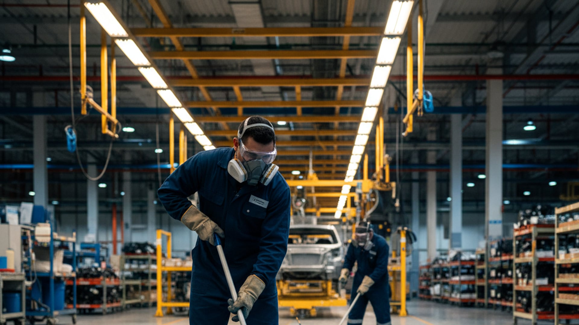 Aplicación de recubrimiento epóxico por industria en piso de nave industrial mexicana