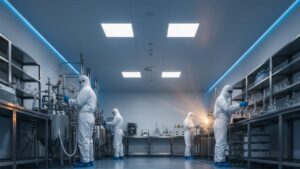 Aplicación de recubrimientos epóxicos resistentes en piso industrial farmacéutico