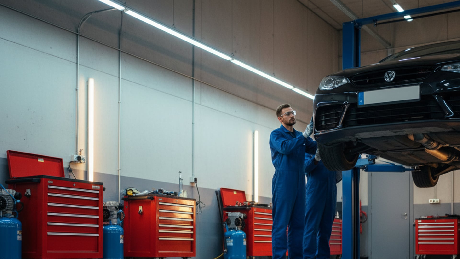 Piso epóxico automotriz aplicado en taller automotriz mexicano