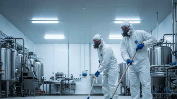 Aplicación de recubrimiento epóxico alimentario en piso de planta procesadora de alimentos