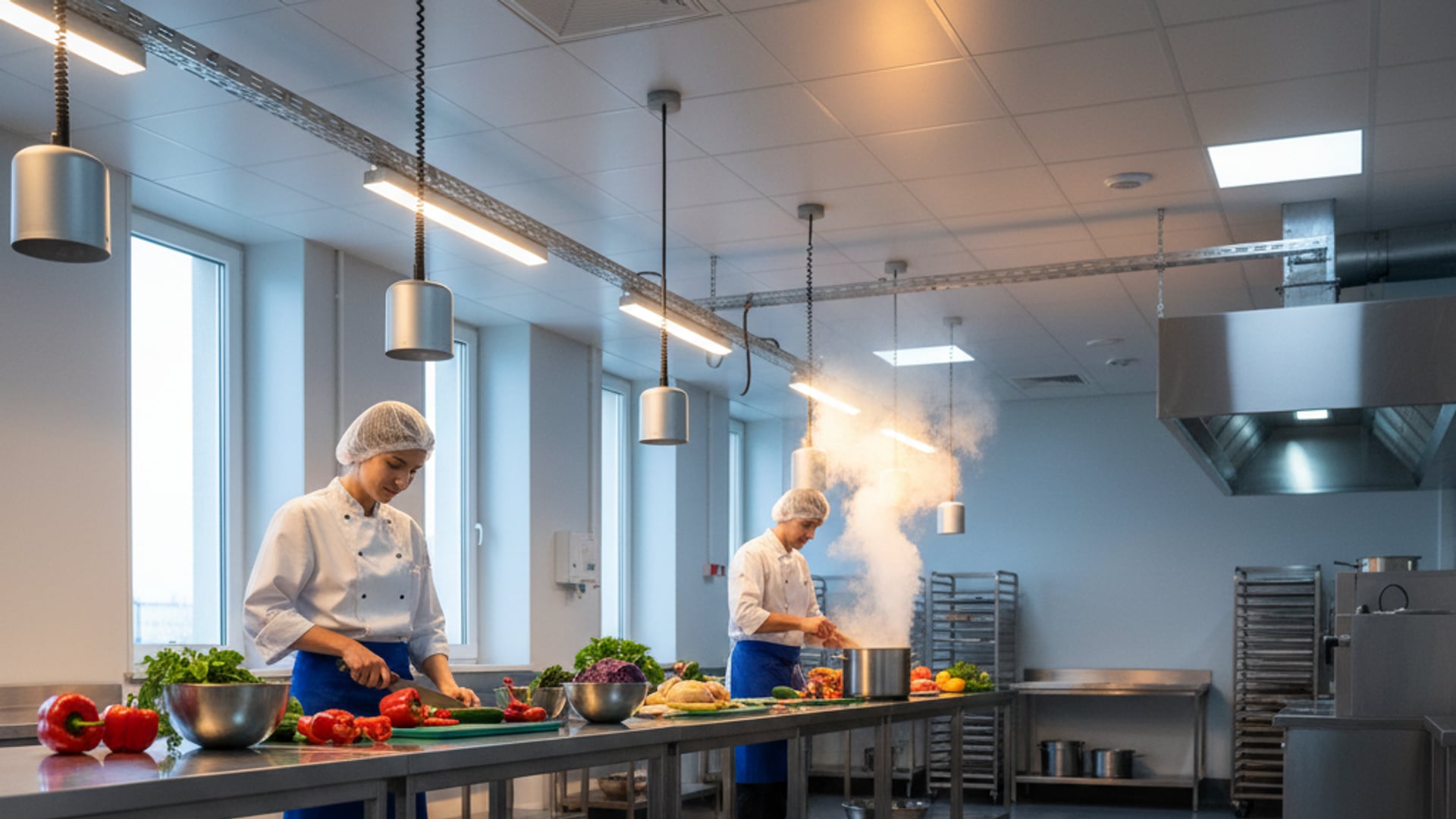 Aplicación de recubrimiento epóxico cocinas en restaurante industrial